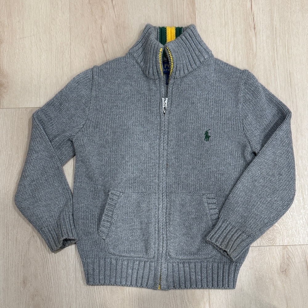 Polo by Ralph Lauren Gray Kids' Sweater with Green Polo